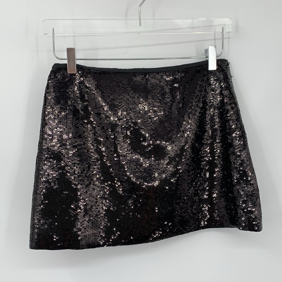 Theory Roxanne Spread a-line sequin mini skirt grosgrain ribbon sparkle party 2 - Picture 3 of 4